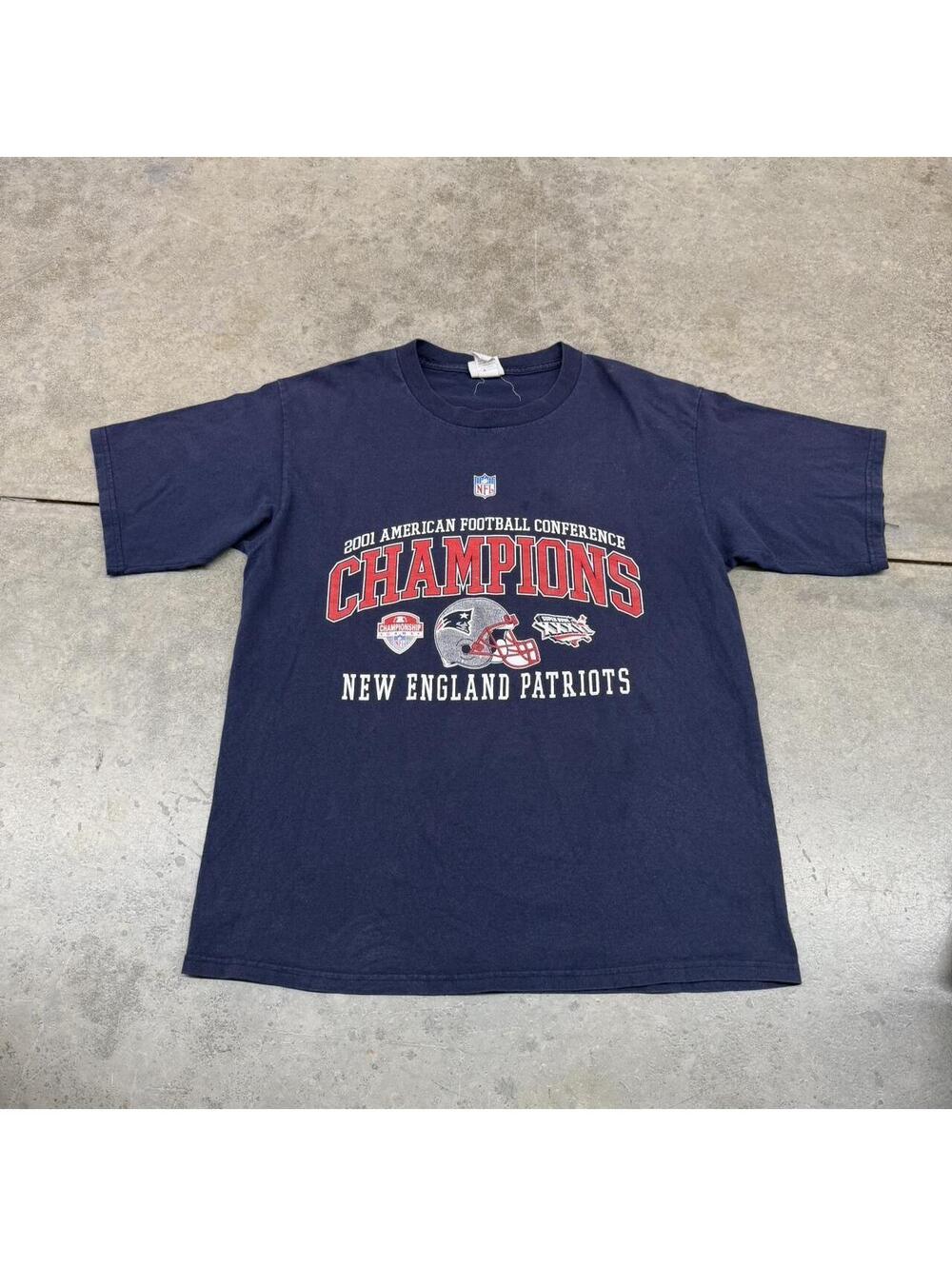 vintage new england patriots afc champions lee sport navy shirt size large